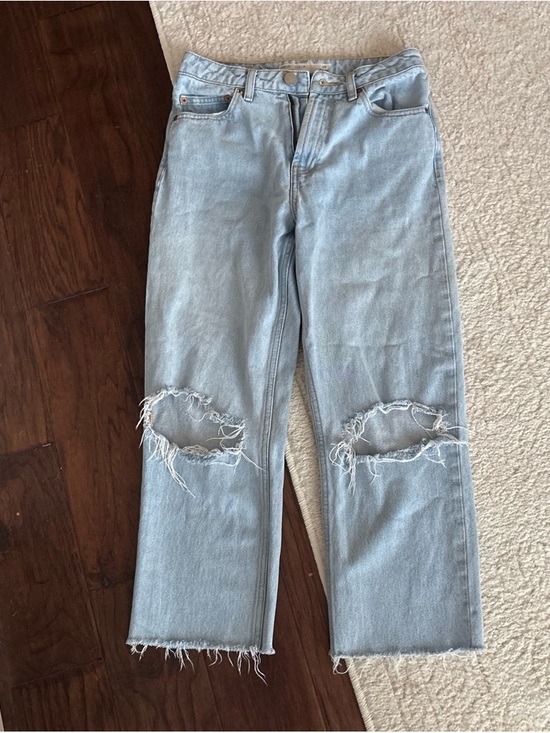 ASOS Denim - ASOS Light Blue Straight Leg Ripped Knee Jeans